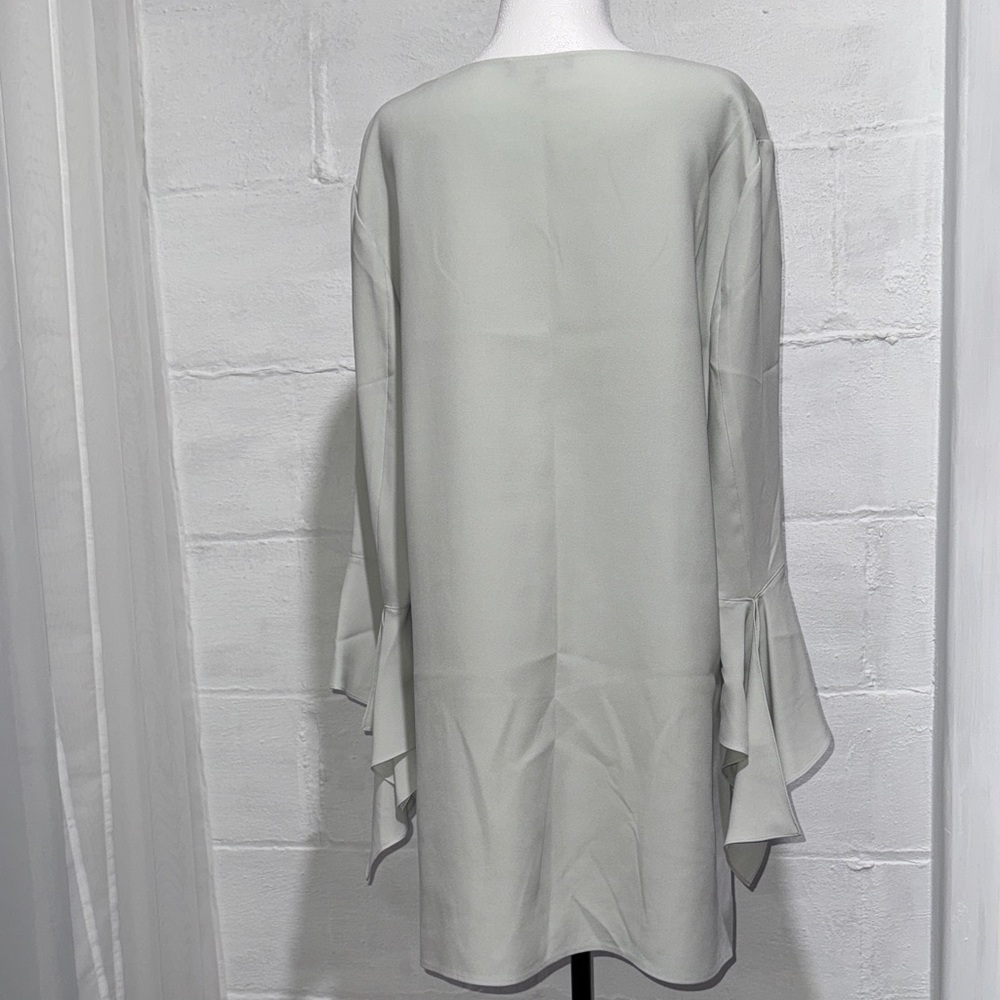 Lafayette 148 New York Light Green 100% Silk V-Neck Flowing Tunic - Picture 5 of 7